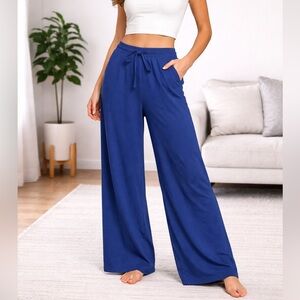 Gaiam Park Tie Wide Leg Pants women’s XXL Estate Blue Yoga Lounge Pants NWT